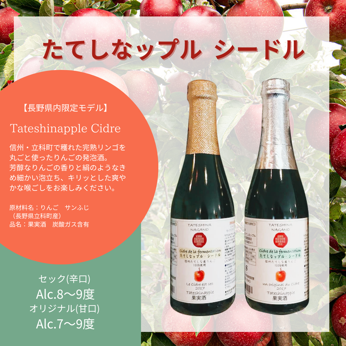 たてしなップルシードル 750ml ツインセット